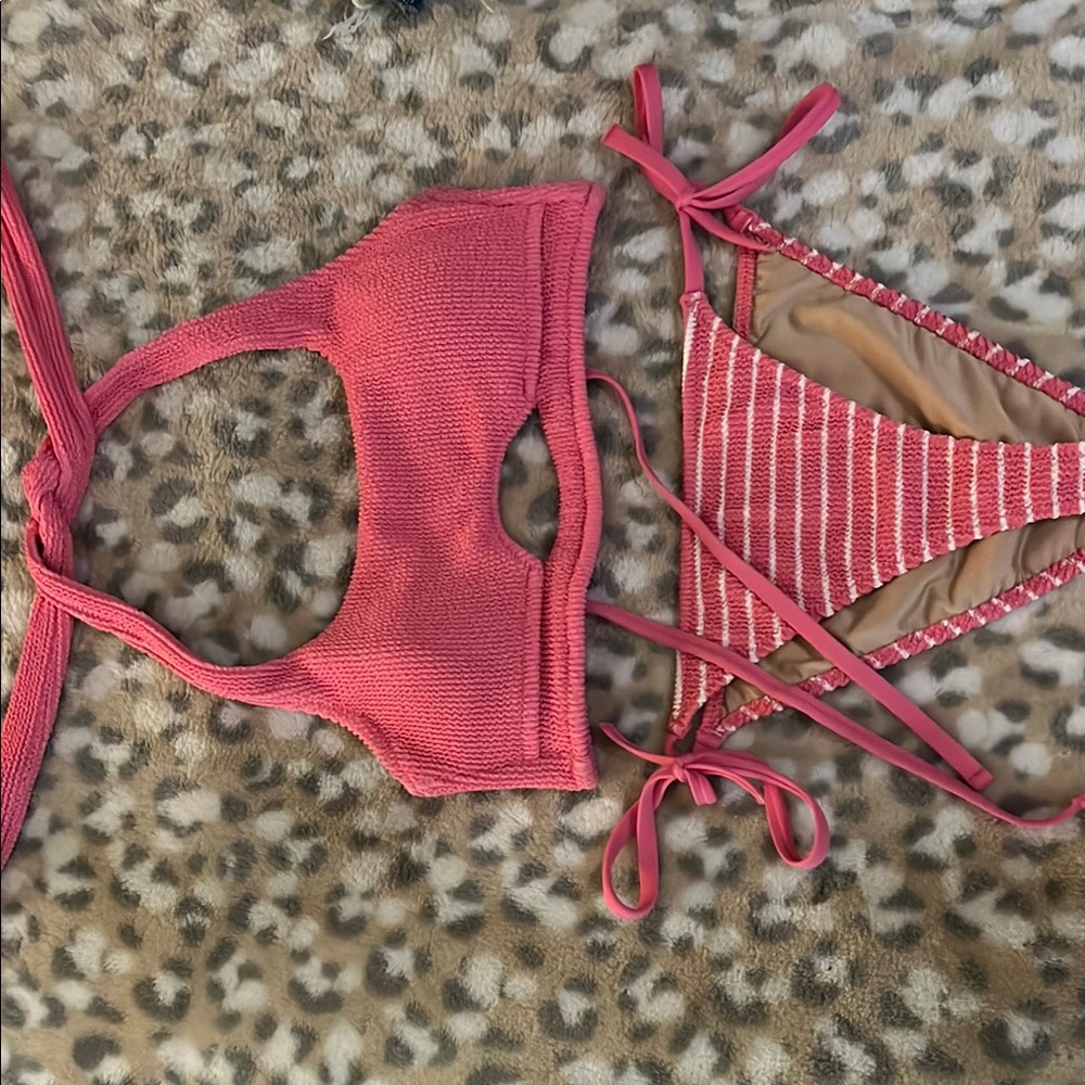 Pink Knit Bikini Set